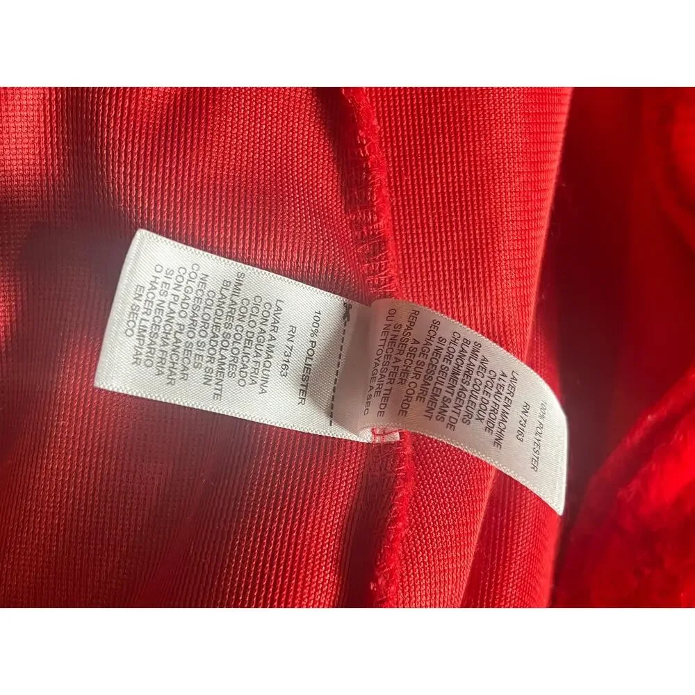 Melissa Paige Womens Red Fuzzy Fleece Jacket Collar One hook Closure Soft Small